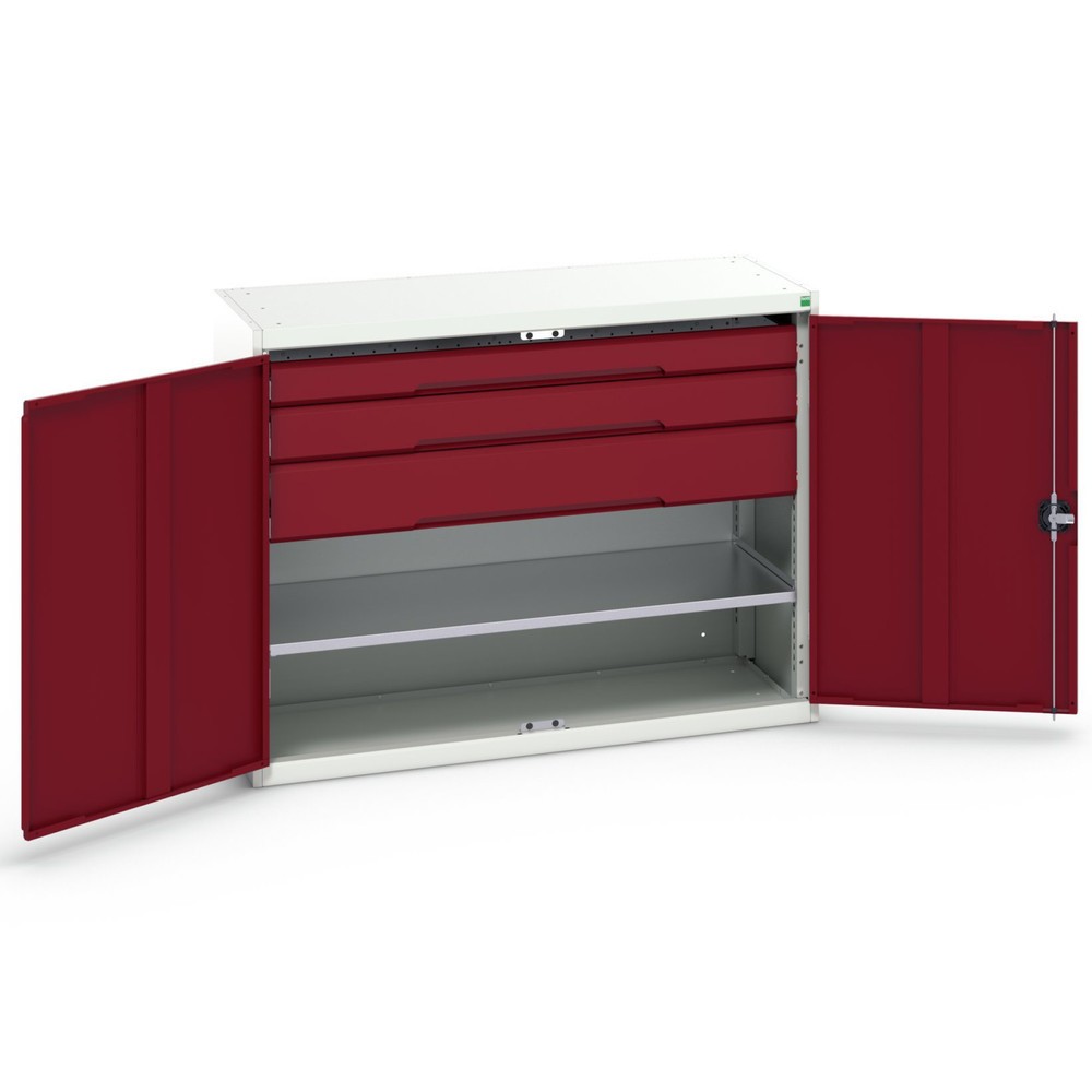 bott verso Beistellschrank mit Schubladen, mit 1 Fachboden und 3 Schubladen, BxTxH: 1300 x 550 x 1000 mm