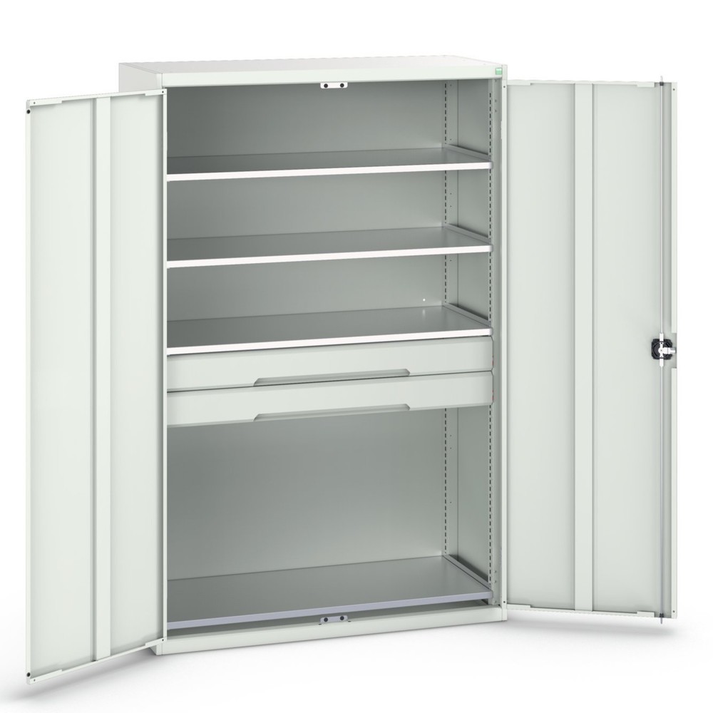 bott verso Flügeltürschrank mit Schubladen, mit 4 Fachböden und 2 Schubladen, BxTxH: 1300 x 550 x 2000 mm