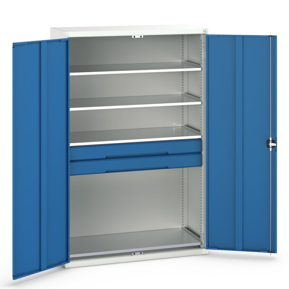 bott verso Flügeltürschrank mit Schubladen, mit 4 Fachböden und 2 Schubladen, BxTxH: 1300 x 550 x 2000 mm