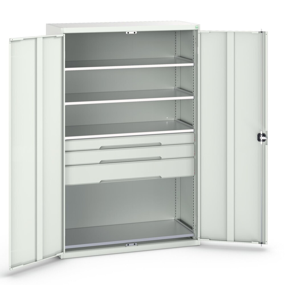 bott verso Flügeltürschrank mit Schubladen, mit 4 Fachböden und 3 Schubladen, BxTxH: 1300 x 550 x 2000 mm