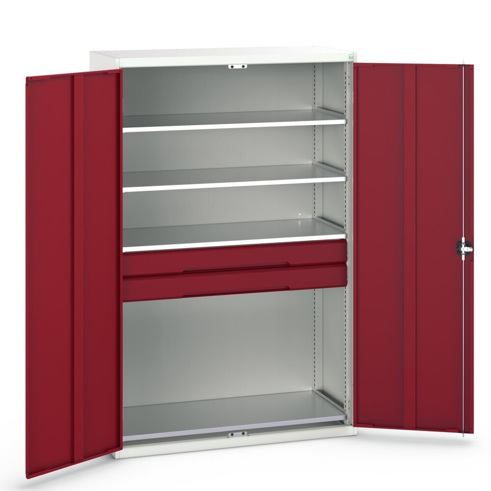 bott verso Flügeltürschrank mit Schubladen, mit 4 Fachböden und 2 Schubladen, BxTxH: 1300 x 550 x 2000 mm
