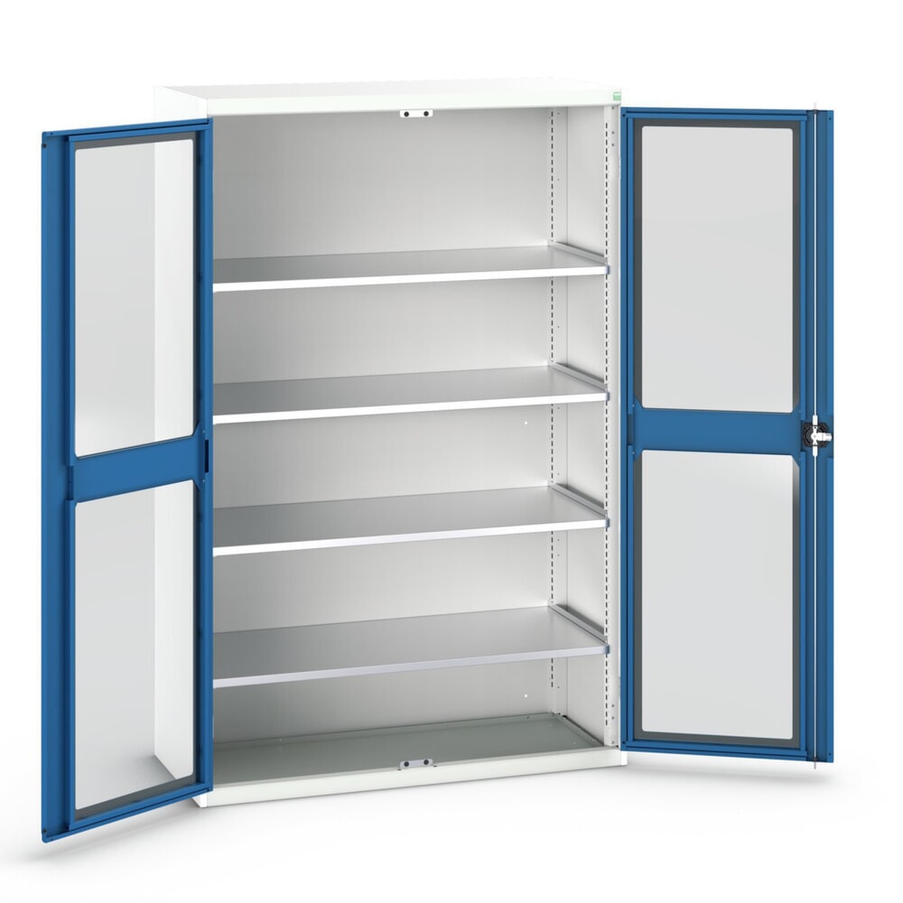 bott verso Flügeltürschrank mit Sichtfenster, mit 4 Fachböden, BxTxH: 1300 x 550 x 2000 mm
