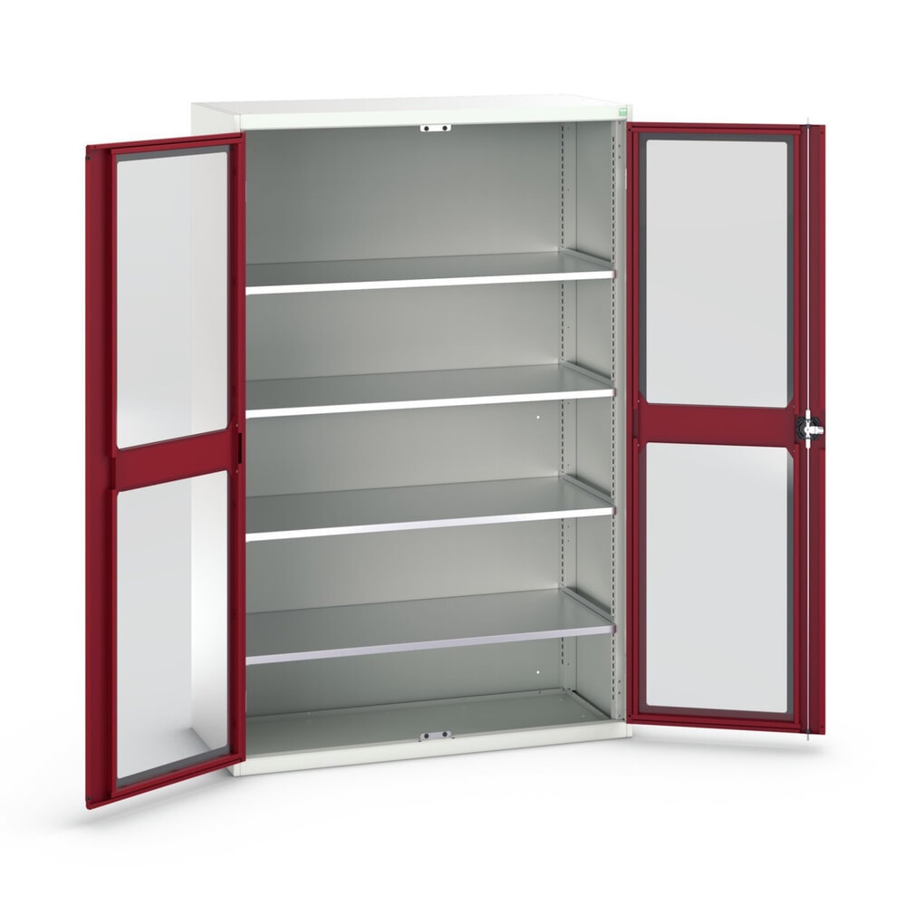 bott verso Flügeltürschrank mit Sichtfenster, mit 4 Fachböden, BxTxH: 1300 x 550 x 2000 mm