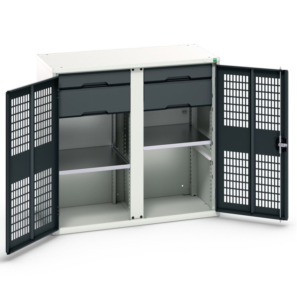 bott verso Kleiderspind mit Belüftung, mit 2 Fachböden, 4 Schubladem, Trennwand, BxTxH: 1050 x 550 x 1000 mm