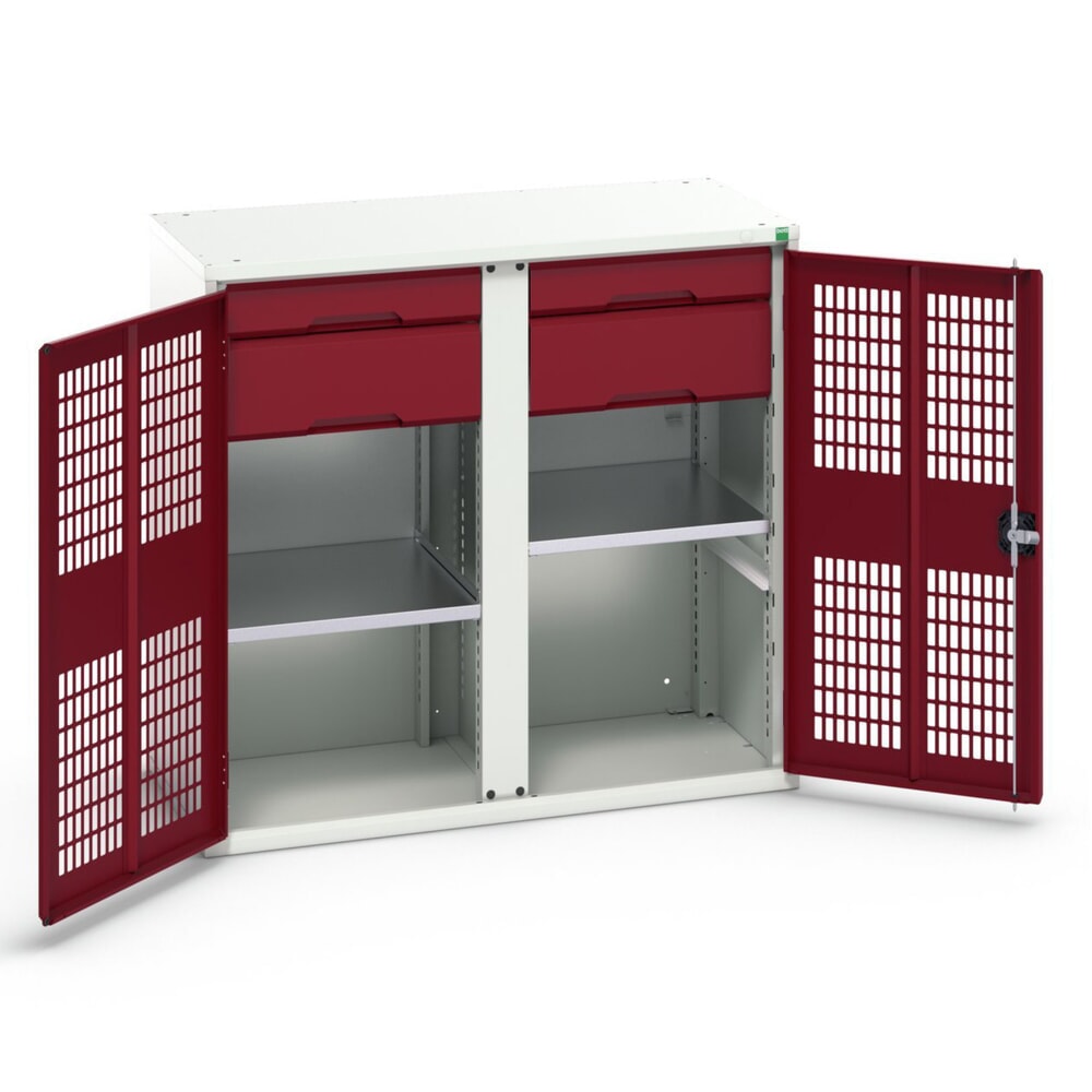 bott verso Kleiderspind mit Belüftung, mit 2 Fachböden, 4 Schubladem, Trennwand, BxTxH: 1050 x 550 x 1000 mm