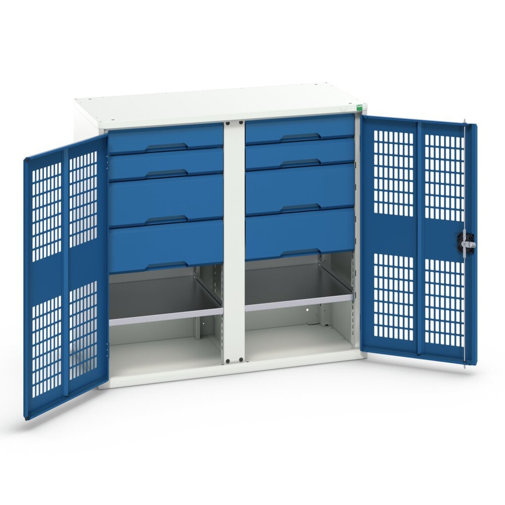 bott verso Kleiderspind mit Belüftung, mit 2 Fachböden, 8 Schubladem, Trennwand, BxTxH: 1050 x 550 x 1000 mm