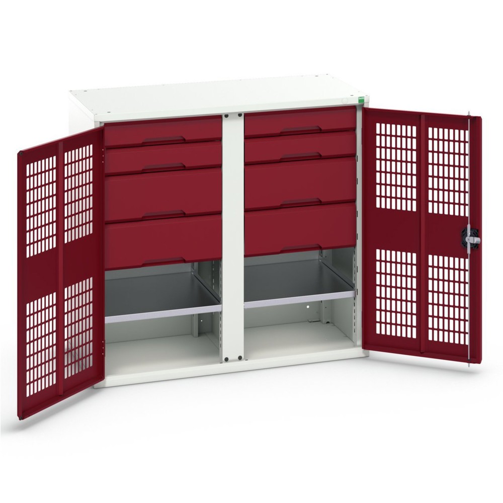 bott verso Kleiderspind mit Belüftung, mit 2 Fachböden, 8 Schubladem, Trennwand, BxTxH: 1050 x 550 x 1000 mm