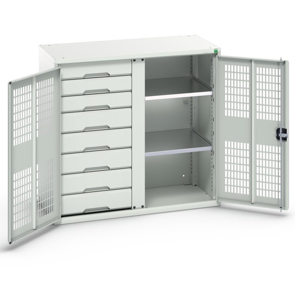 bott verso Kleiderspind mit Belüftung, mit 2 Fachböden, 8 Schubladem, Trennwand, BxTxH: 1050 x 550 x 1000 mm