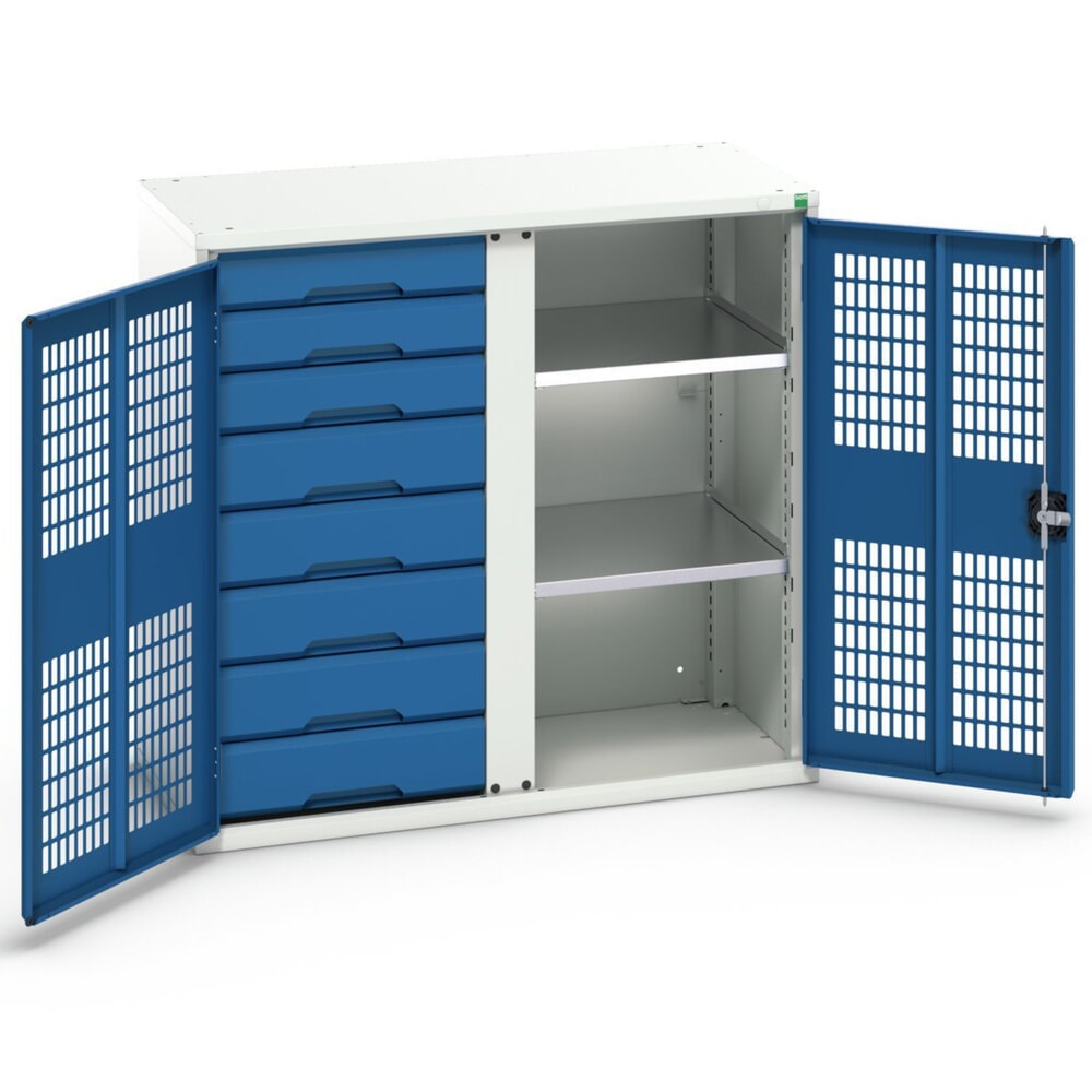 bott verso Kleiderspind mit Belüftung, mit 2 Fachböden, 8 Schubladem, Trennwand, BxTxH: 1050 x 550 x 1000 mm