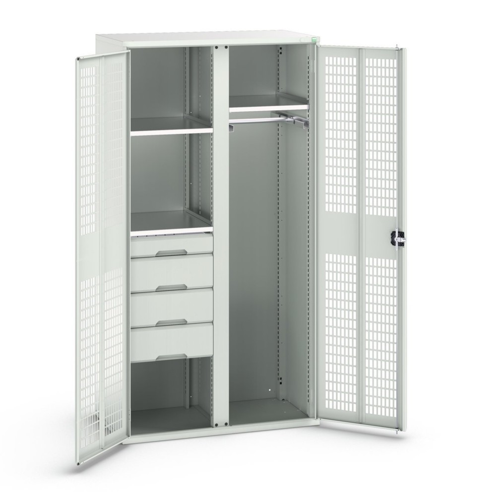 bott verso Kleiderspind mit Belüftung, mit 3 Fachböden und 4 Schubladen, BxTxH: 1050 x550 x 2000 mm