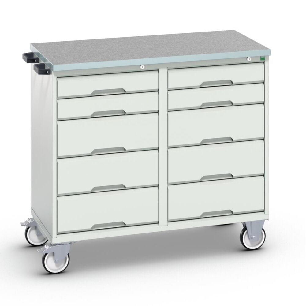 bott verso Montagewagen, mit 10 Schubladen und Linoleum-Top