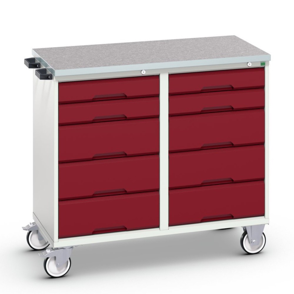 bott verso Montagewagen, mit 10 Schubladen und Linoleum-Top