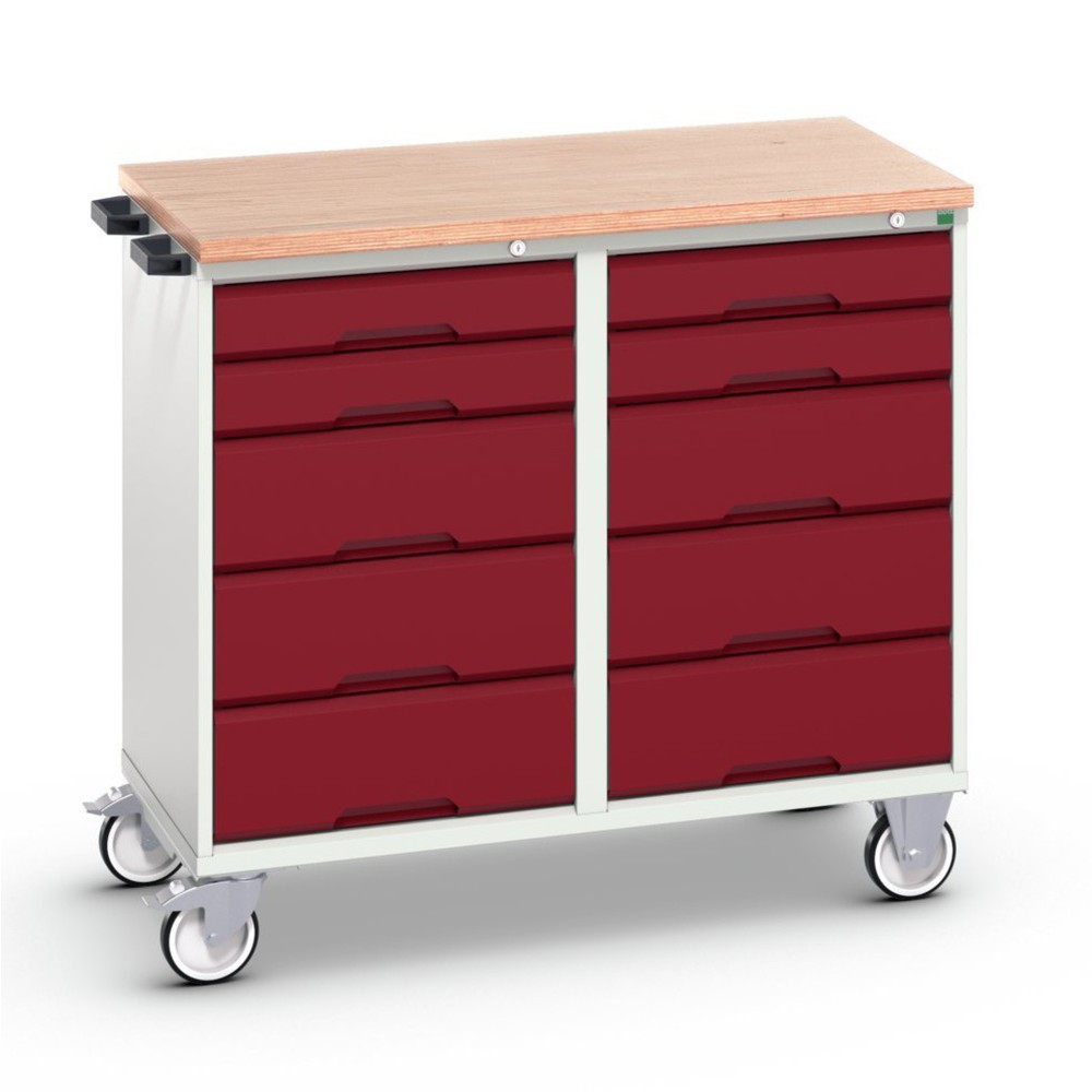 bott verso Montagewagen, mit 10 Schubladen und Multiplex-Top