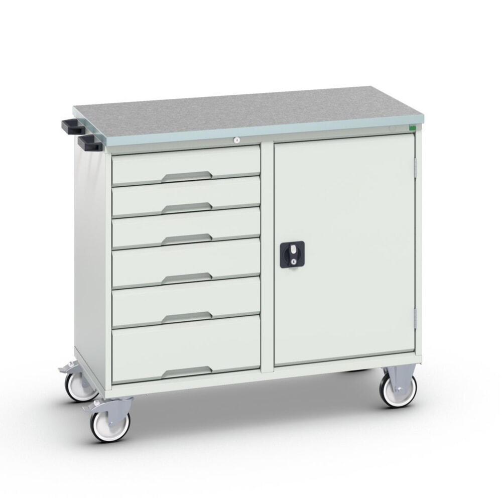 bott verso Montagewagen, mit 6 Schubladen, Tür und Linoleum-Top