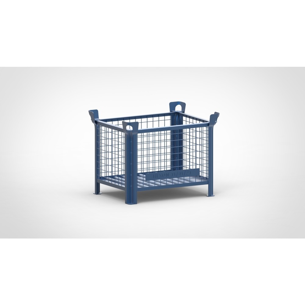 HESON® Industrie-Gitterbox, Wände feststehend, lackiert, HxBxT 600 x 800 x 600 mm, enzianblau
