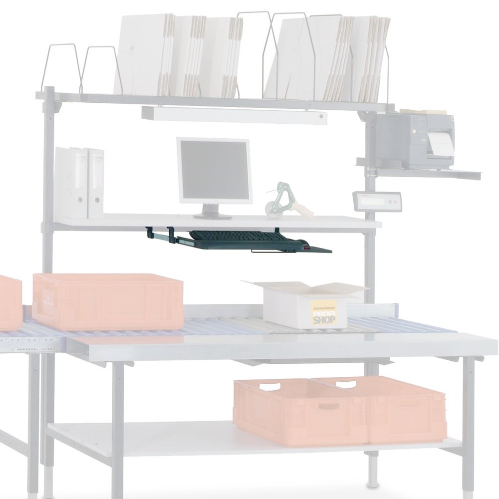 Tastatur- und Mausablage für Rocholz Packtisch, ausziehbar, HxBxT 110 x 600 x 420 mm