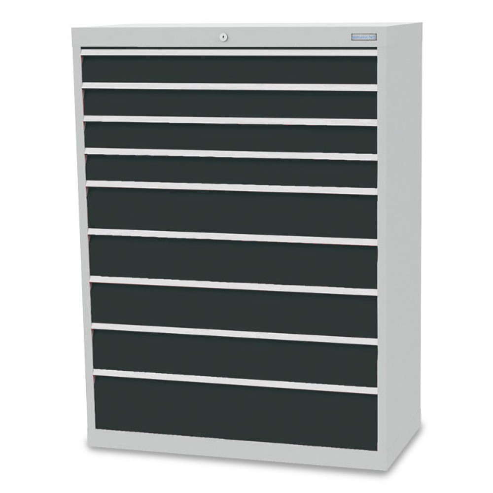 Bedrunka+Hirth Schubladenschrank R 36-16, HxBxT 1.319 x 980 x 500 mm, lichtgrau, anthrazitgrau, 9 Schubladen 4x100 + 4x150 + 1x200 mm