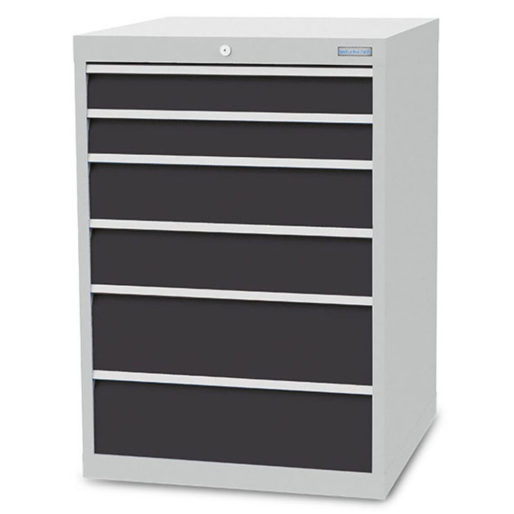 Bedrunka+Hirth Schubladenschrank R 24-24, HxBxT 1.019 x 705 x 736 mm, lichtgrau, anthrazitgrau, 6 Schubladen 2x100 + 2x150 + 2x200 mm