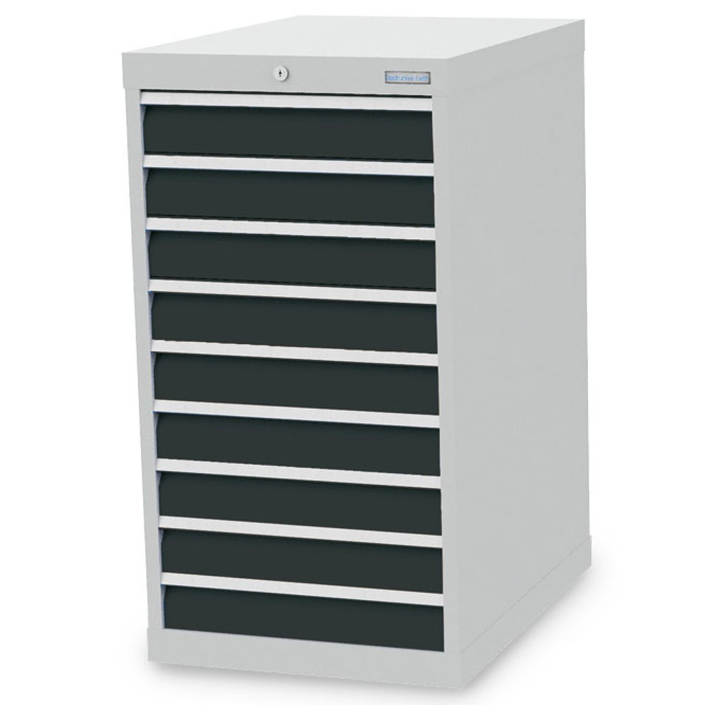 Bedrunka+Hirth Schubladenschrank R 18-24, HxBxT 1.019 x 555 x 736 mm, lichtgrau, anthrazitgrau, 9 Schubladen 9x100 mm