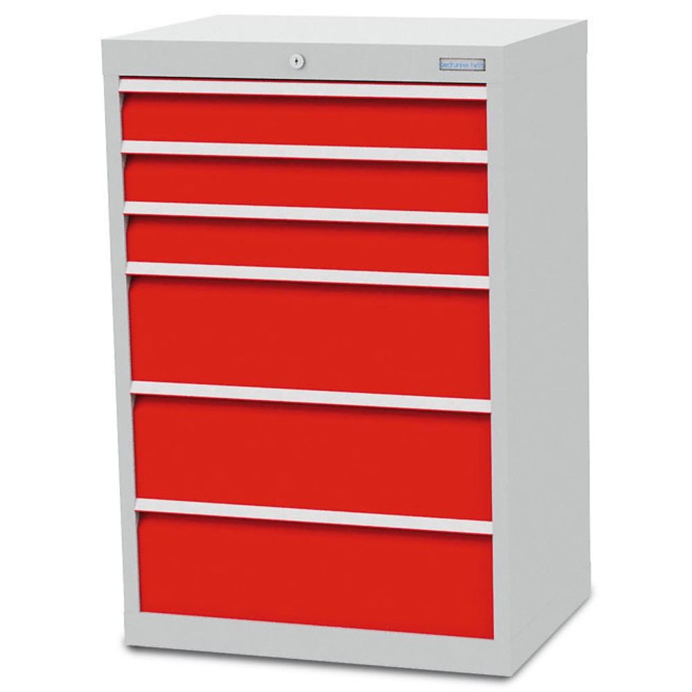 Bedrunka+Hirth Schubladenschrank R 24-16, HxBxT 1.019 x 680 x 500 mm, lichtgrau, lichtblau, 6 Schubladen