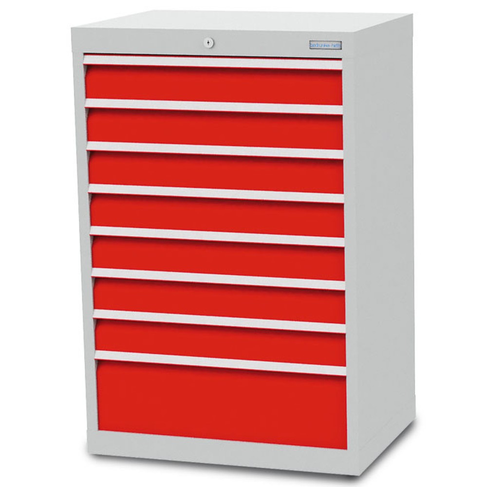 Bedrunka+Hirth Schubladenschrank R 24-16, HxBxT 1.019 x 680 x 500 mm, lichtgrau, lichtblau, 8 Schubladen