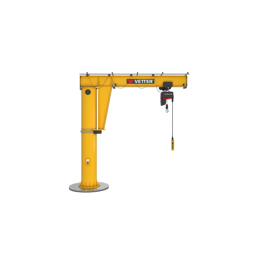 VETTER® Schwenkkran inkl. LIFTKET Elektrokettenzug, Säulenausführung, 360° Schwenkbereich, Ausladung 5.000 mm inkl. LIFTKET Elektrokettenzug, TK 1.000 kg