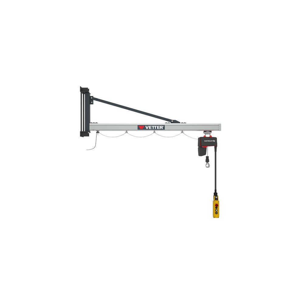 VETTER® Schwenkkran inkl. LIFTKET Elektrokettenzug, Wandausführung, Ausladung 4.900 mm, TK 250 kg