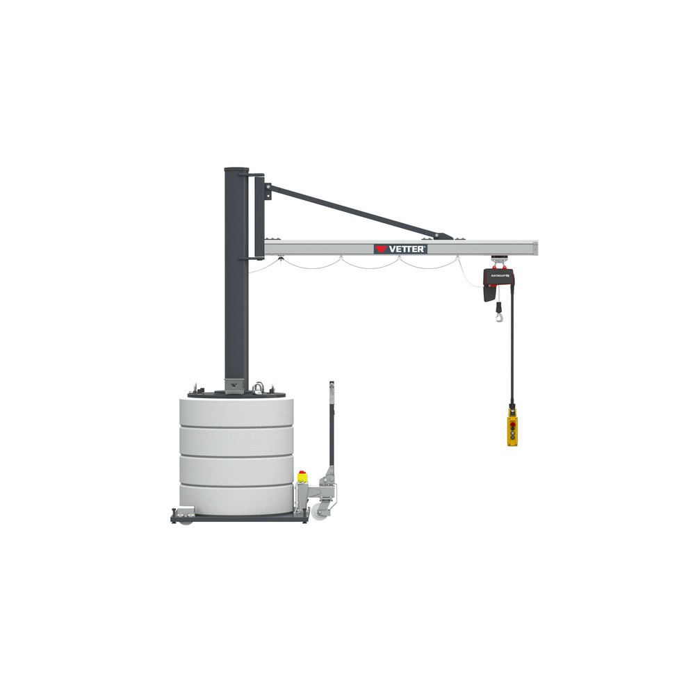 VETTER® Schwenkkran inkl. LIFTKET Elektrokettenzug, Schwenkbereich 270°, Ausladung 4.900 mm, TK 250 kg