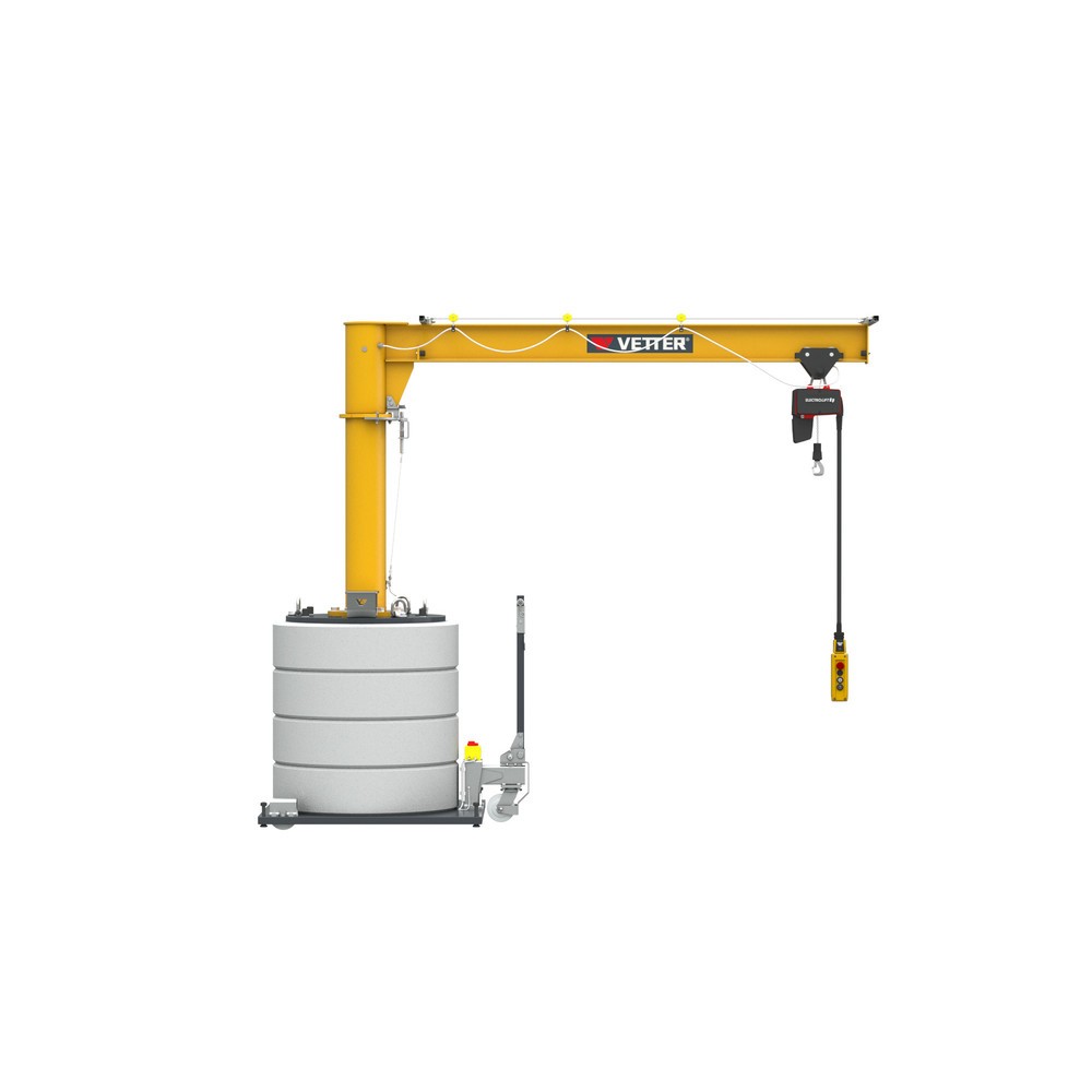 VETTER® Schwenkkran inkl. LIFTKET Elektrokettenzug, mobile Ausführung, Schwenkbereich 360°, Ausladung 3.500 mm, TK 500 kg