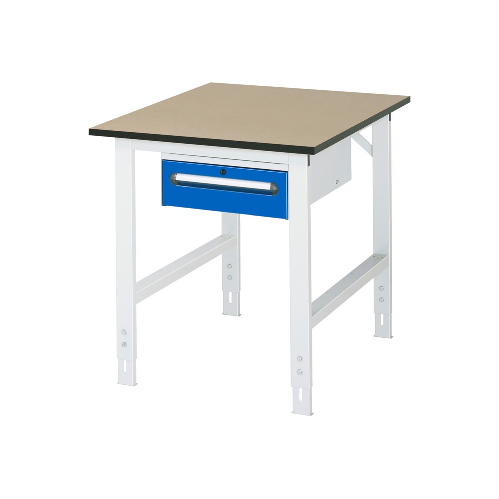 RAU höhenverstellbarer Werktisch Serie TOM, HxBxT 760-1.080 x 750 x 1.000 mm, 1 Schublade, MDF Arbeitsplatte