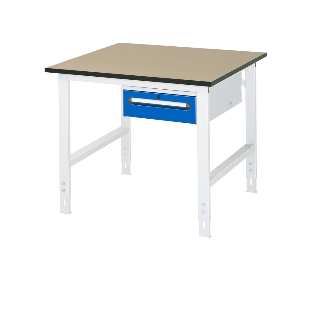 RAU höhenverstellbarer Werktisch Serie TOM, HxBxT 760-1.080 x 1.000 x 1.000 mm, 1 Schublade, MDF Arbeitsplatte