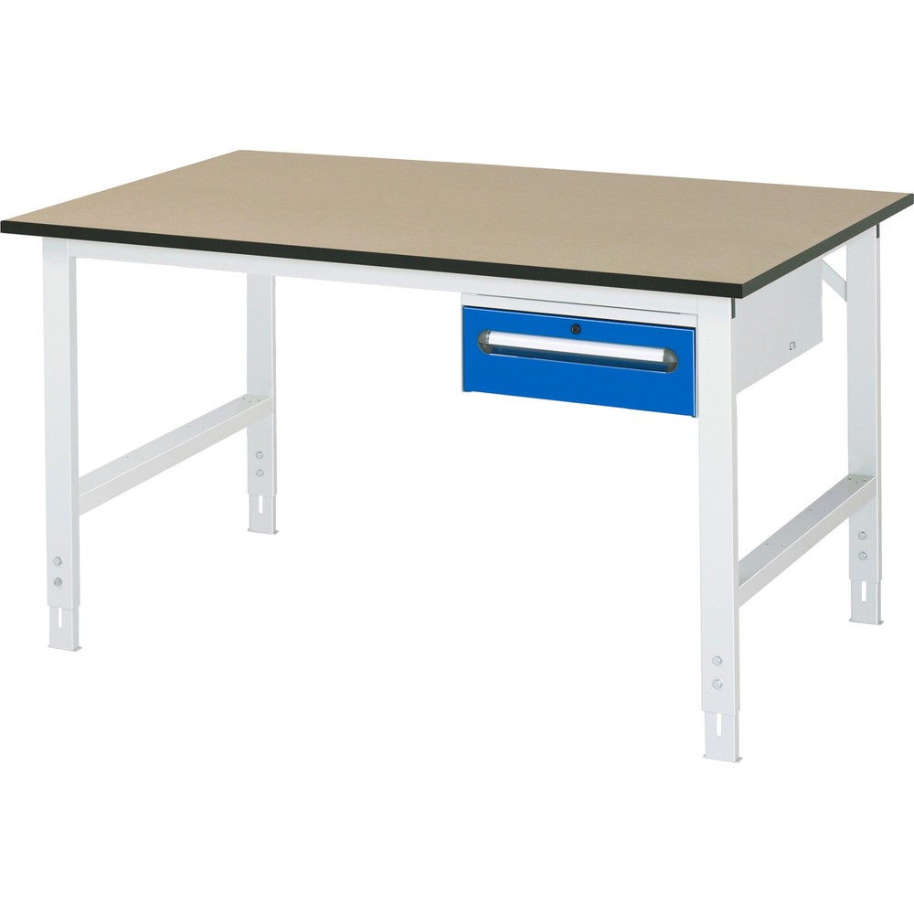 RAU höhenverstellbarer Werktisch Serie TOM, HxBxT 760-1.080 x 1.500 x 1.000 mm, 1 Schublade, MDF Arbeitsplatte