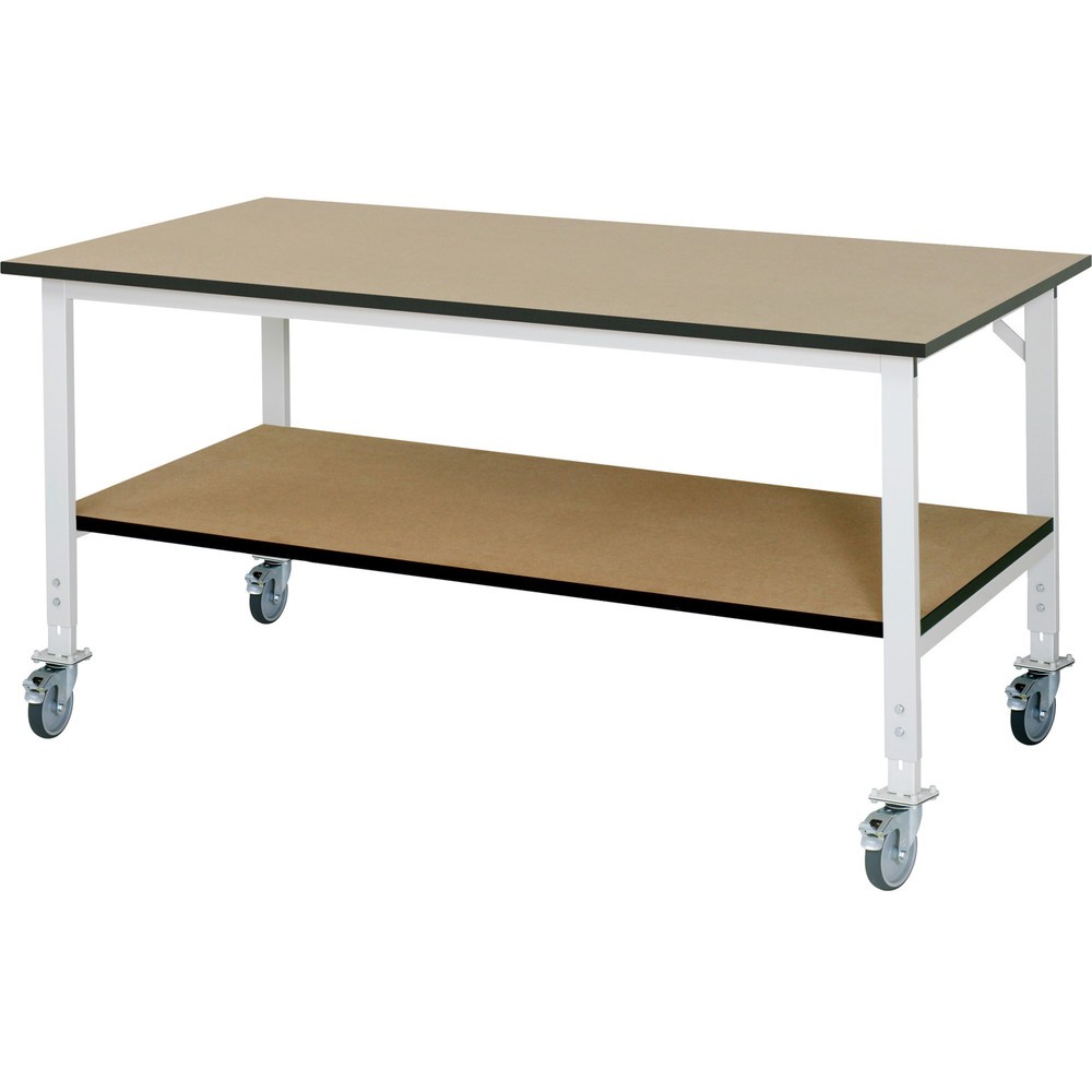 RAU höhenverstellbarer, mobiler Werktisch Serie TOM, HxBxT 910-1.230 x 2.000 x 1.000 mm, MDF Arbeitsplatte