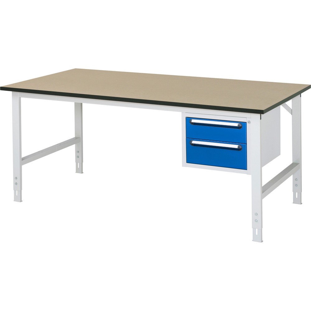 RAU höhenverstellbarer Werktisch Serie TOM, HxBxT 760-1.080 x 2.500 x 1.000 mm, 2 Schubladen, MDF Arbeitsplatte