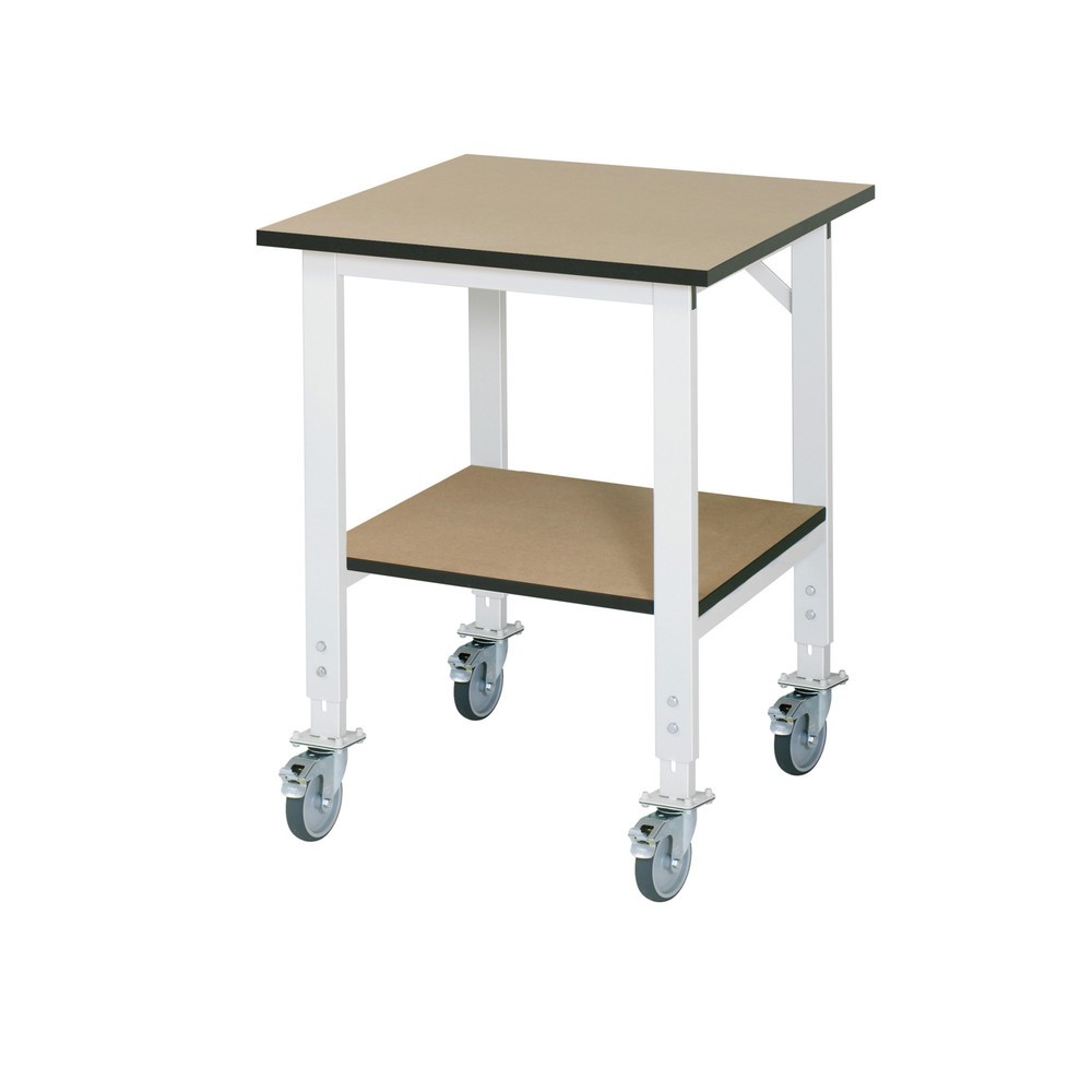 RAU höhenverstellbarer, mobiler Werktisch Serie TOM, HxBxT 910-1.230 x 750 x 800 mm, MDF Arbeitsplatte
