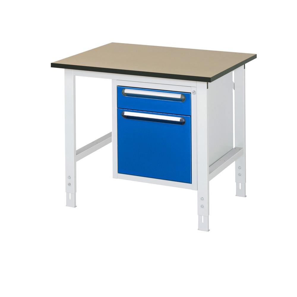 RAU höhenverstellbarer Werktisch Serie TOM, HxBxT 760-1.080 x 1.000 x 800 mm, 2 Schubladen, MDF Arbeitsplatte
