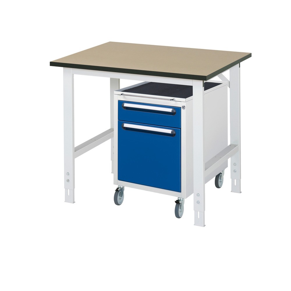 RAU Werkstatt-Set TOM 2-teilig, mit Werktisch, HxBxT 760-1.080 x 1.000 x 800 mm, MDF Arbeitsplatte, zzgl. Roll-Container mit 2 Schubladen, HxBxT 690 x 480 x 600 mm