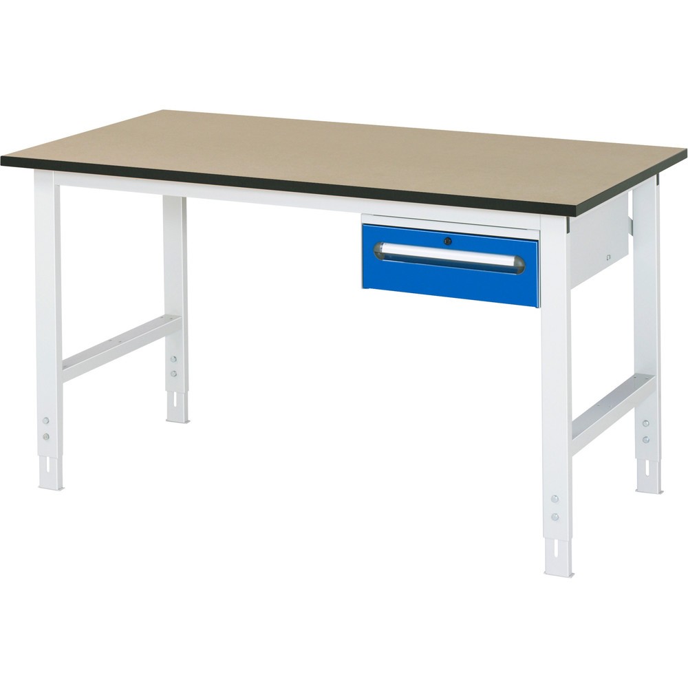 RAU höhenverstellbarer Werktisch Serie TOM, HxBxT 760-1.080 x 1.500 x 800 mm, 1 Schublade, MDF Arbeitsplatte
