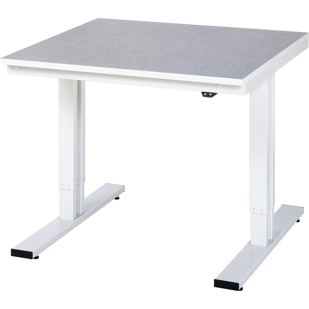 RAU elektrisch höhenverstellbarer Werktisch Serie adlatus 300, HxBxT 720-1.120 x 1.000 x 1.000 mm, Linoleum-/Universal-Belag Arbeitsplatte