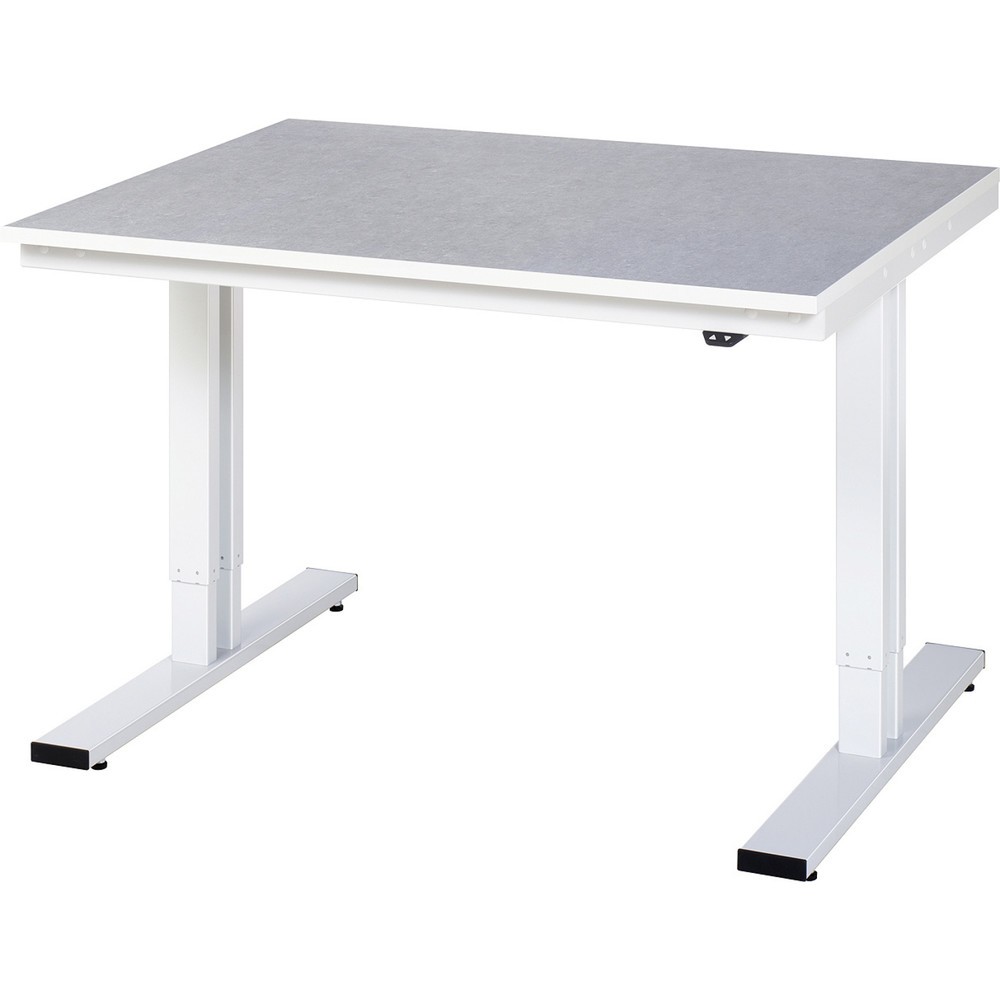 RAU elektrisch höhenverstellbarer Werktisch Serie adlatus 300, HxBxT 720-1.120 x 1.250 x 1.000 mm, Linoleum-/Universal-Belag Arbeitsplatte