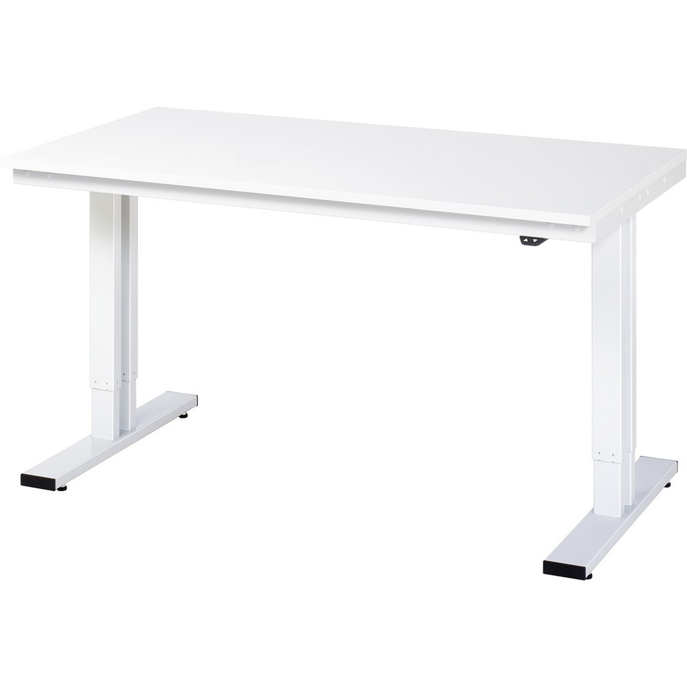 RAU elektrisch höhenverstellbarer Werktisch Serie adlatus 300, HxBxT 720-1.120 x 1.500 x 800 mm, melaminharzbeschichtete Arbeitsplatte