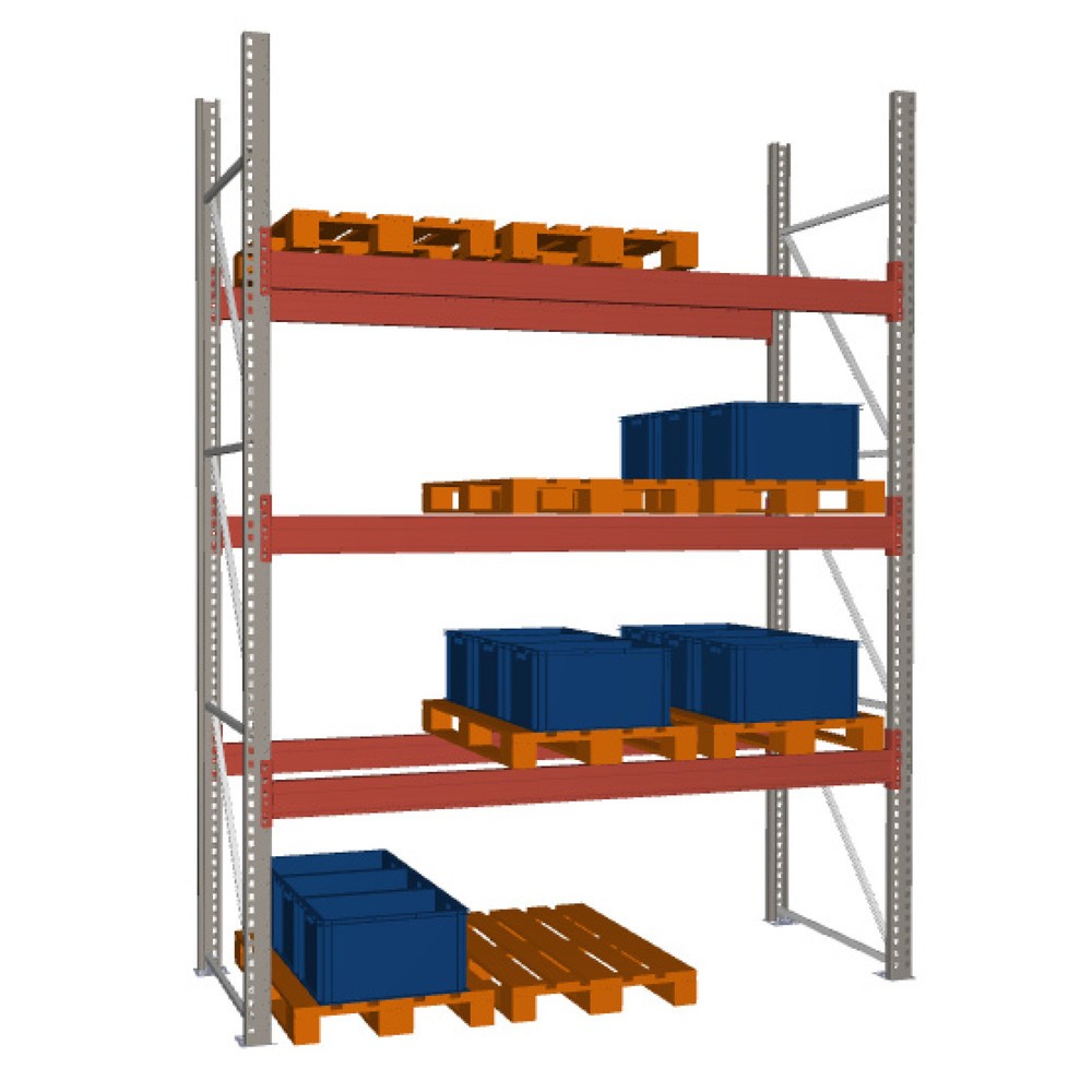 META MULTIPAL Palettenregal, Fachlast 2910 kg, 12 Palettenplätze, 3,8 m Höhe, 1 Feld