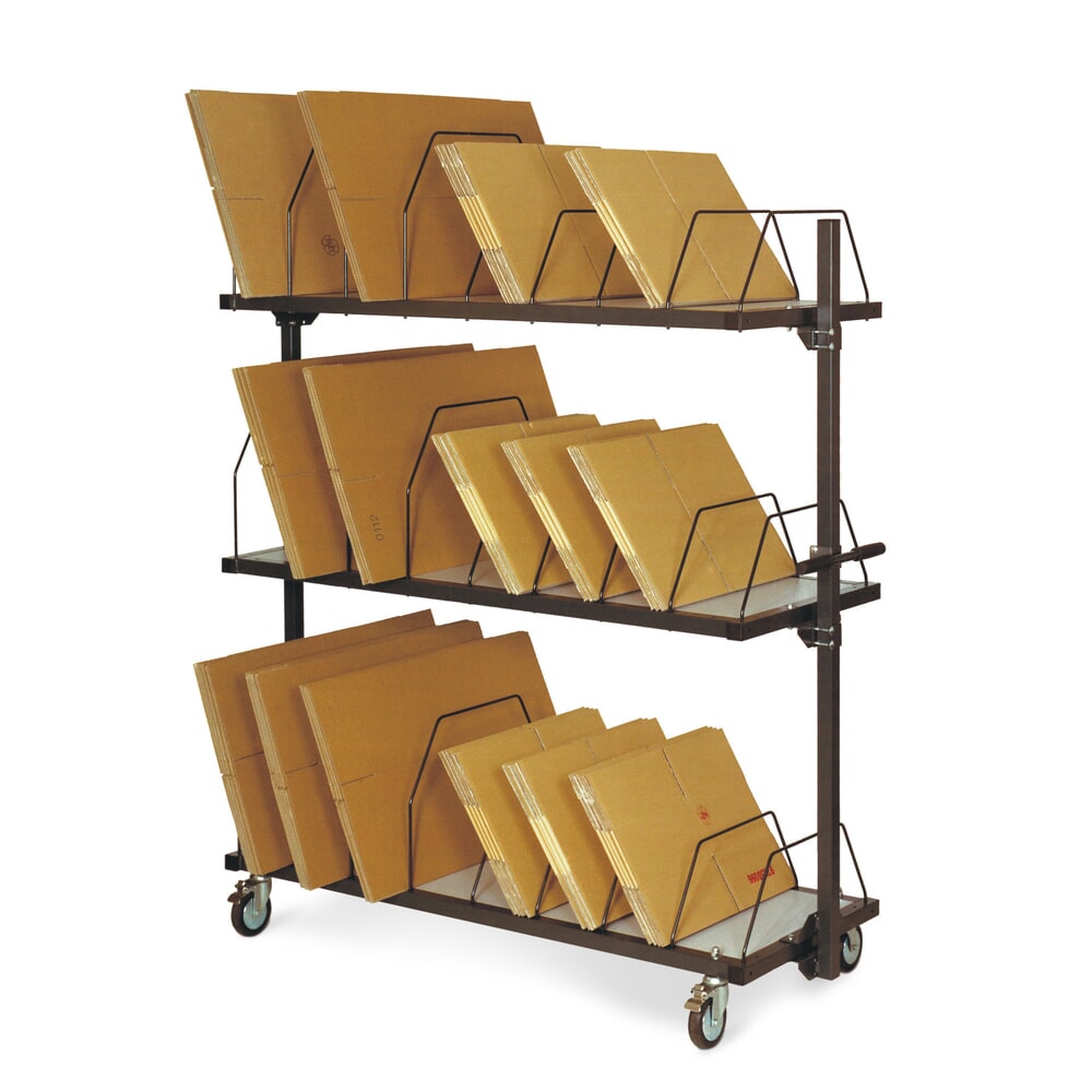 Rocholz Kartonagen-Magazin mit Schiebebügel, 2 Ebenen, HxBxT 1.260 x 1.600 x 600 mm