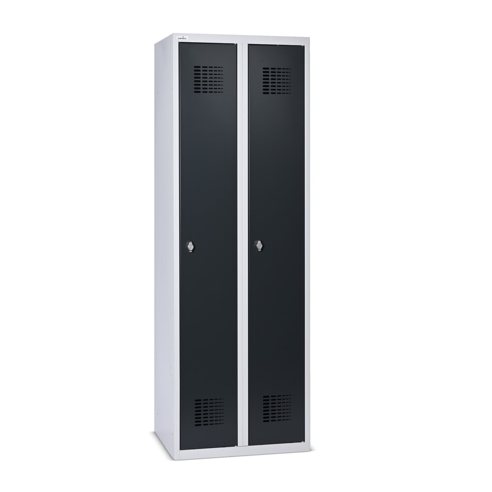 Steinbock® Spind, bodenstehend, 2 Abteile, Drehriegelverschluss, HxBxT 1.800 x 600 x 500 mm, lichtgrau/anthrazitgrau
