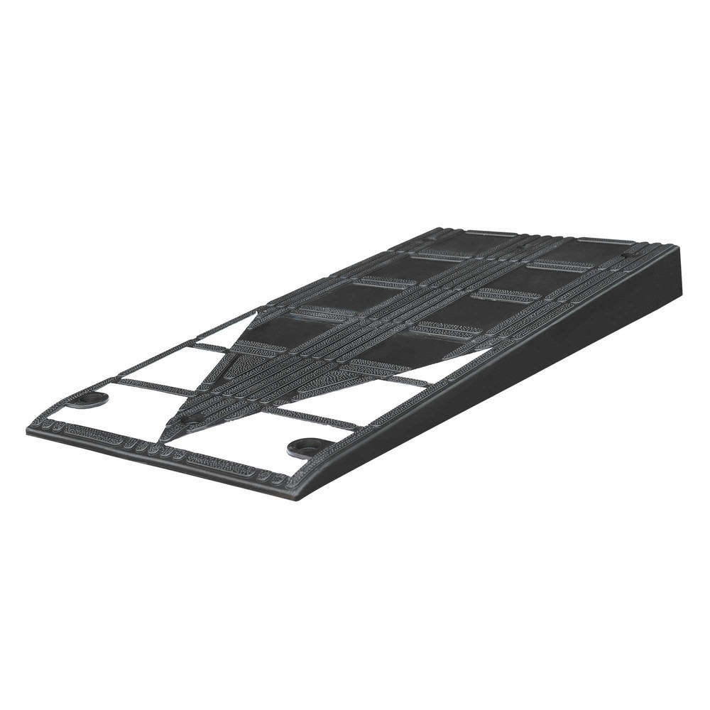 MORAVIA Bordstein-Rampe aus vulkanisiertem Kautschuk, BxHxT 450 x 75 x 1.000 mm, schwarz-weiß, inkl. Befestigunsgmaterial