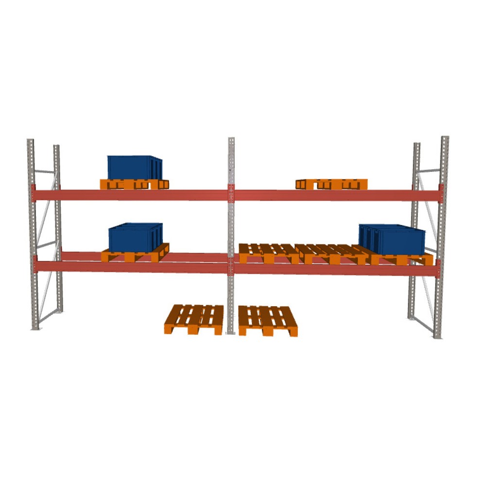 META MULTIPAL Palettenregal, Fachlast 2970 kg, 18 Palettenplätze, 2,7 m Höhe, 2 Felder