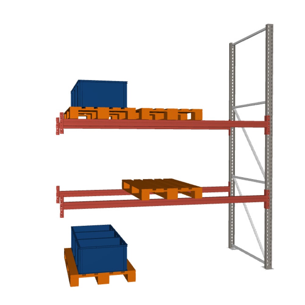 META MULTIPAL Palettenregal, Anbaufeld, Fachlast 1.470 kg, 9 Palettenplätze, 3,3 m Höhe