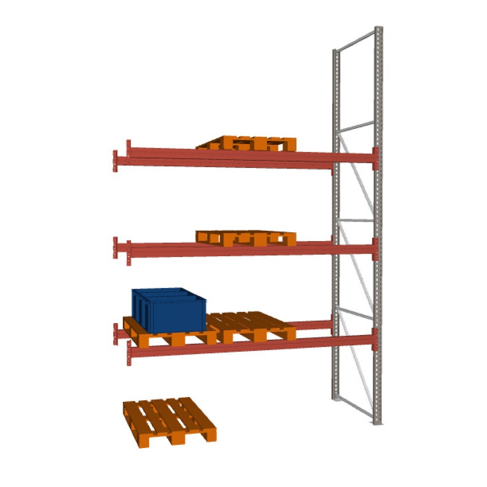 META MULTIPAL Palettenregal, Anbaufeld, Fachlast 1.470 kg, 12 Palettenplätze, 4,4 m Höhe