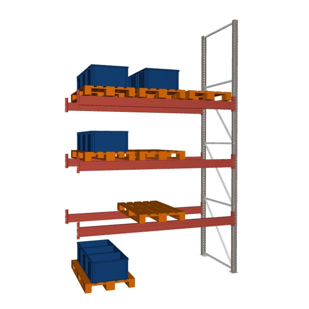 META MULTIPAL Palettenregal, Anbaufeld, Fachlast 3.750 kg, 12 Palettenplätze, 4,4 m Höhe