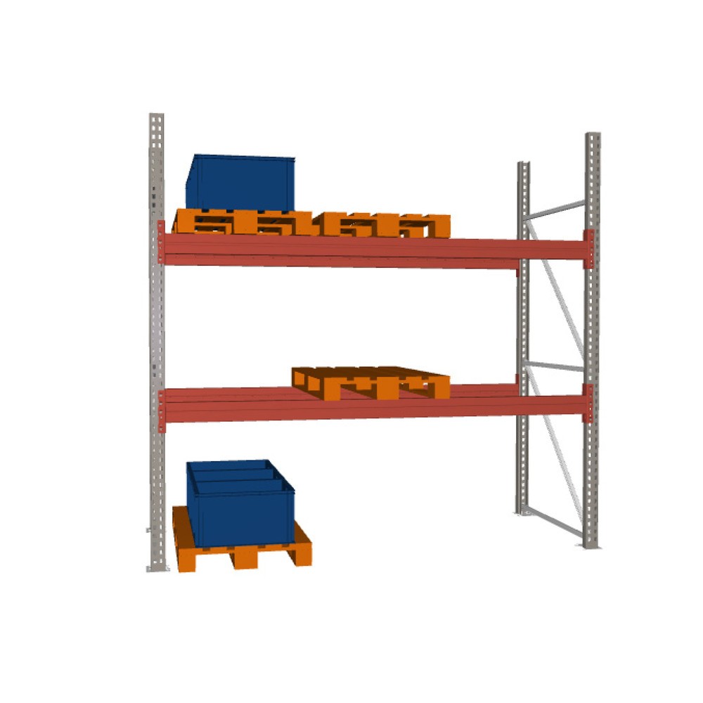META MULTIPAL Palettenregal, Fachlast 2910 kg, 9 Palettenplätze, 2,7 m Höhe, 1 Feld